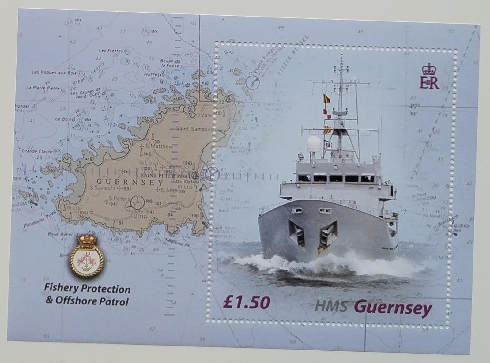 Guernsey 2003 6€ Výročí pobřežní hlídky, Lodě a mapy