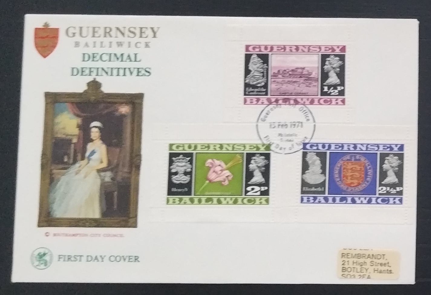 Guernsey 1971 FDC - Královna a historie
