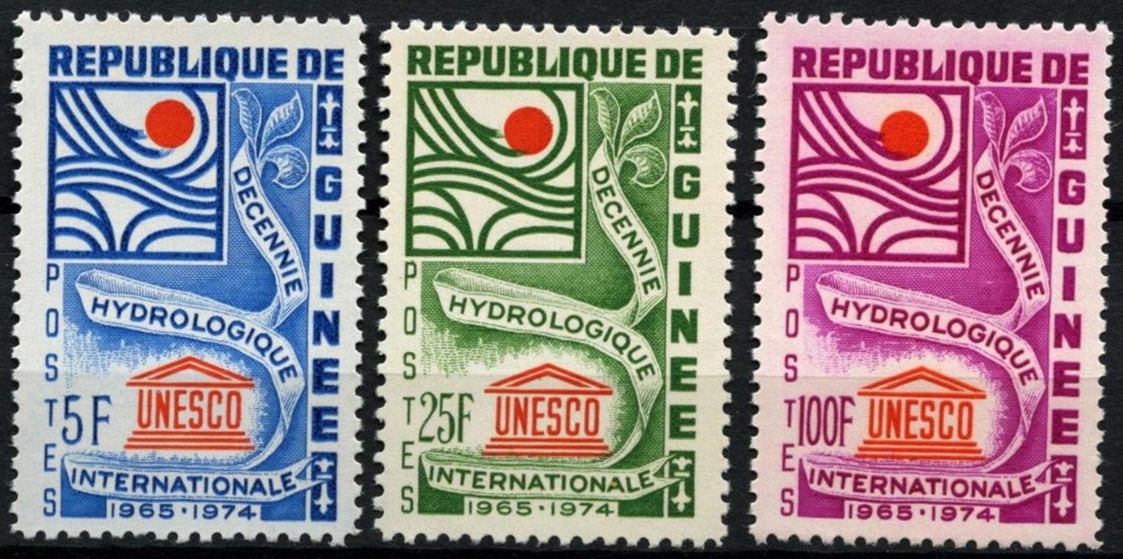 Guinea 1966 Mi.393-5 2€ Dekáda hydrologie OSN, UNESCO, organizace