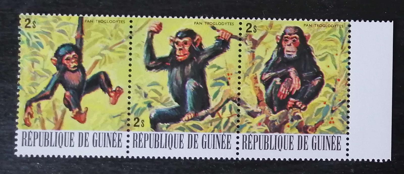 Guinea 1977 Mi.796-8 1,5€ Africká fauna, opice a šimpanzi