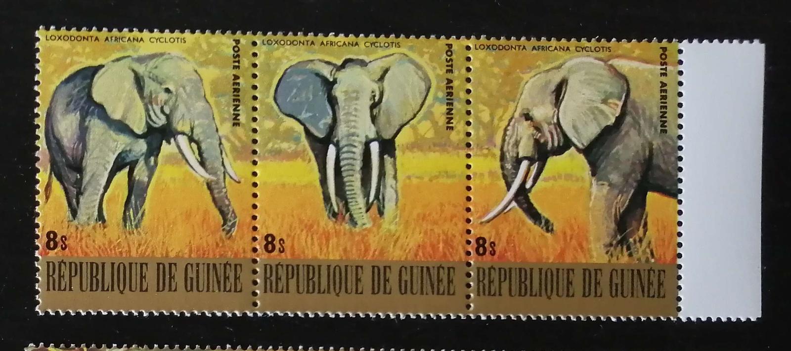 Guinea 1977 Mi.814-6 6€ Africká fauna, AIR MAIL, sloni
