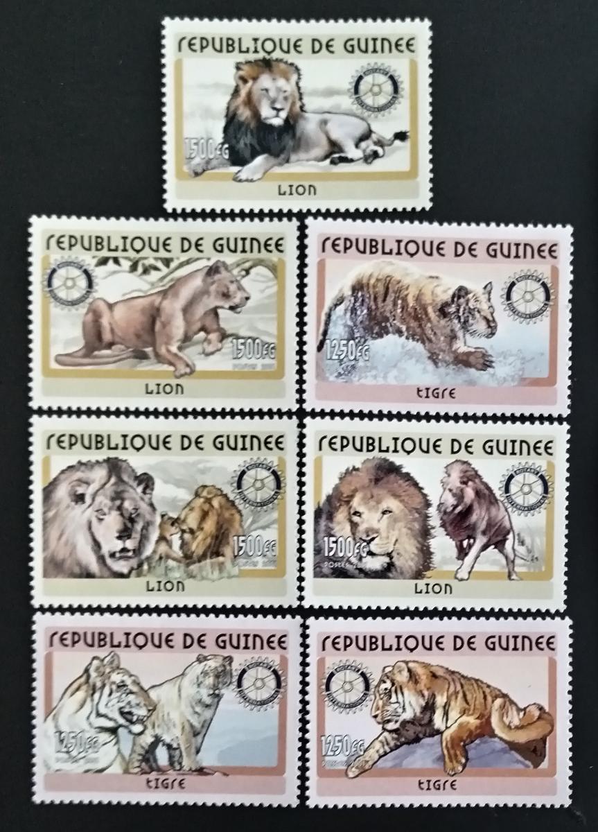 Guinea 2001 26€ Fauna Afriky - Lvi a tygři, (Tygři série bez jedné)