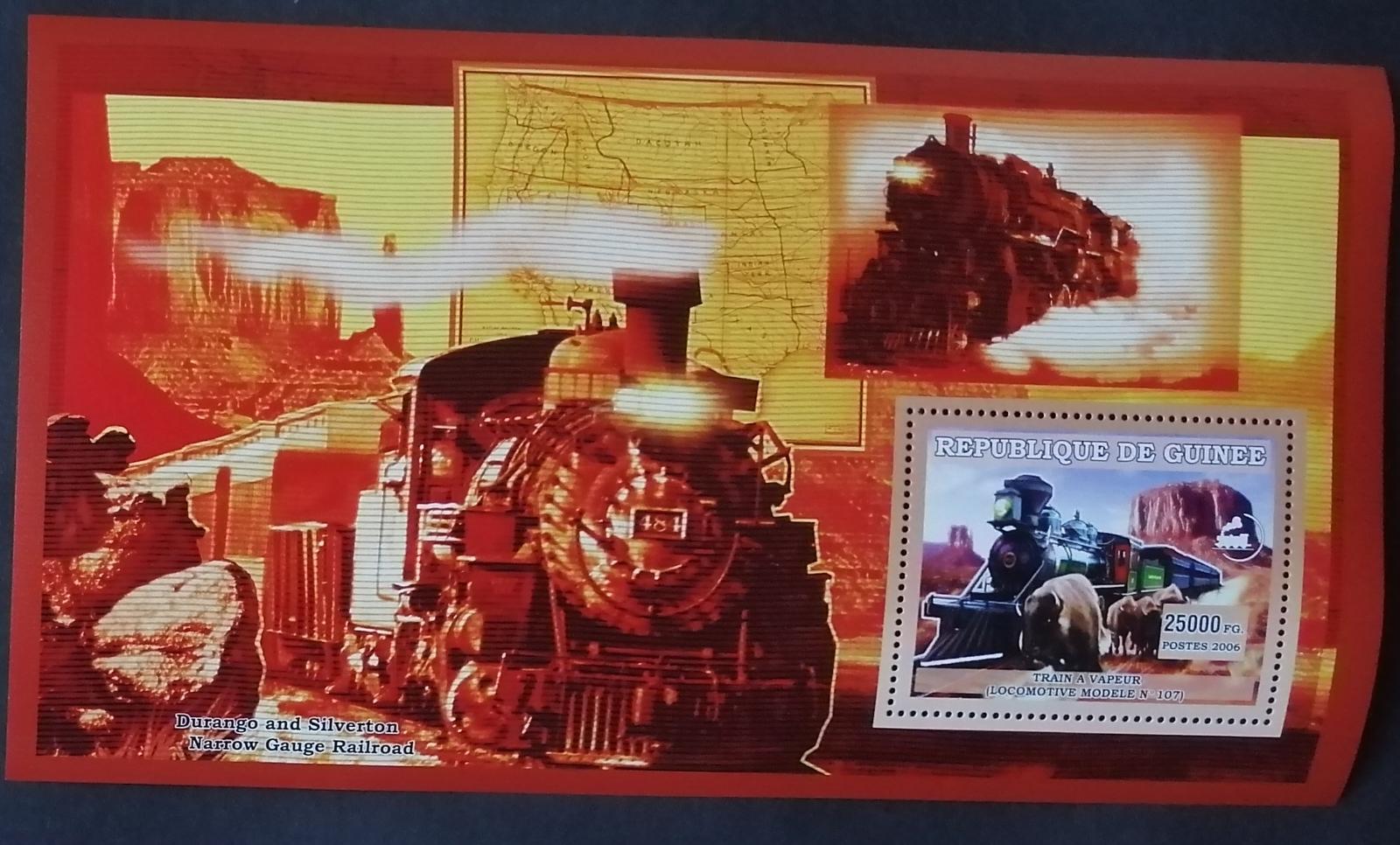 Guinea 2006 7€ Parní lokomotivy a vlaky historie II.