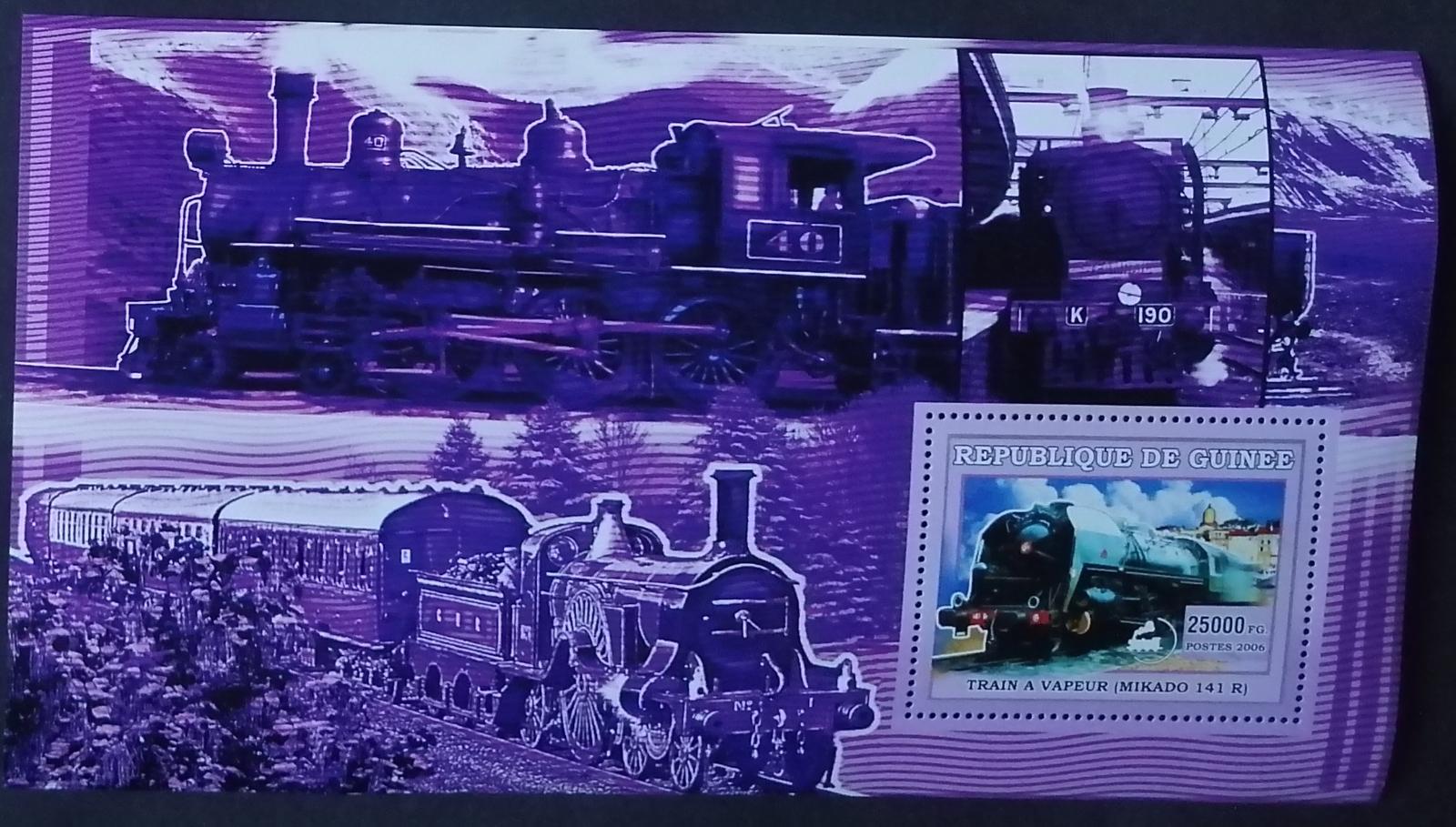 Guinea 2006 7€ Parní lokomotivy a vlaky historie III.