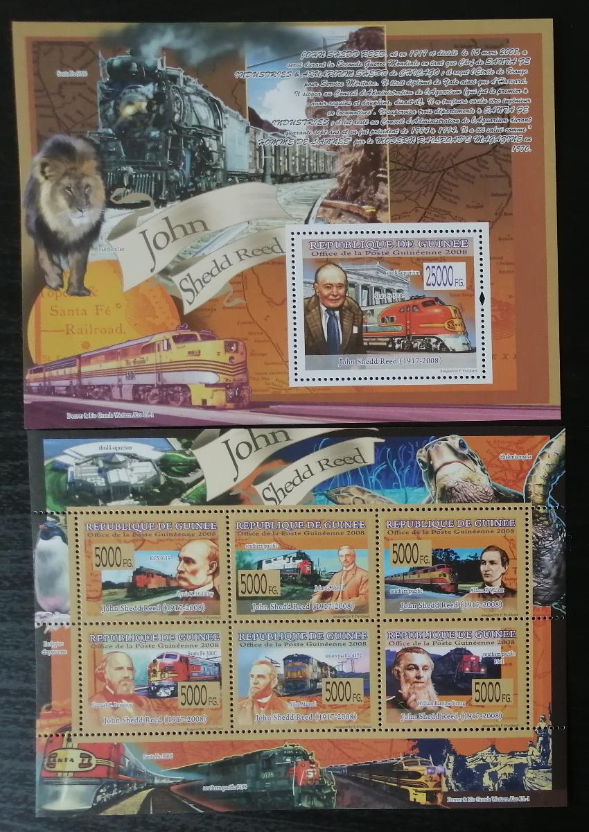 Guinea 2008 Mi.5810-5+Bl.1576 22€ Smrt železničáře Reeda, vlaky