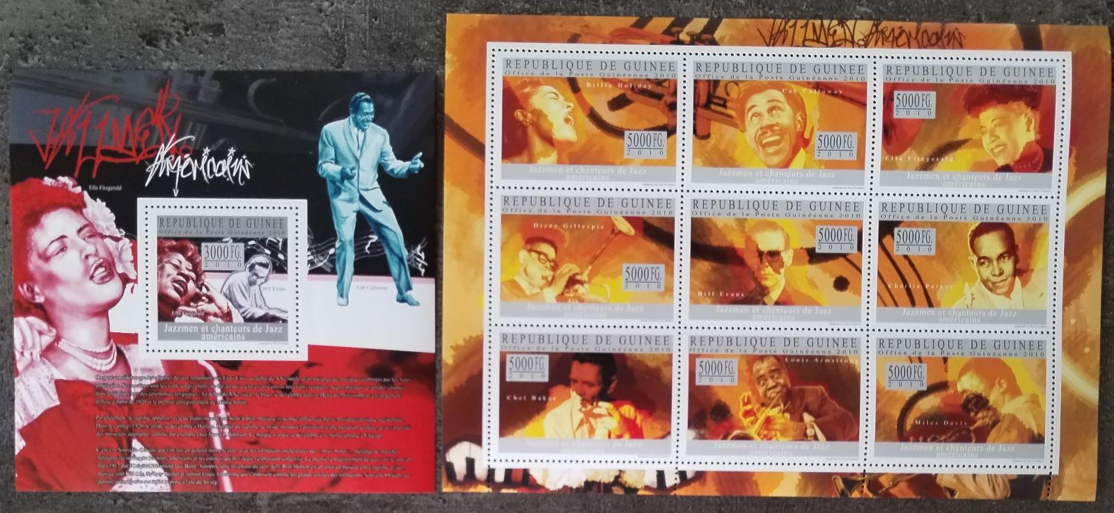 Guinea 2010 28€ Jazzmeni, Ella Fitzgerald, Billy Holiday, Hudba