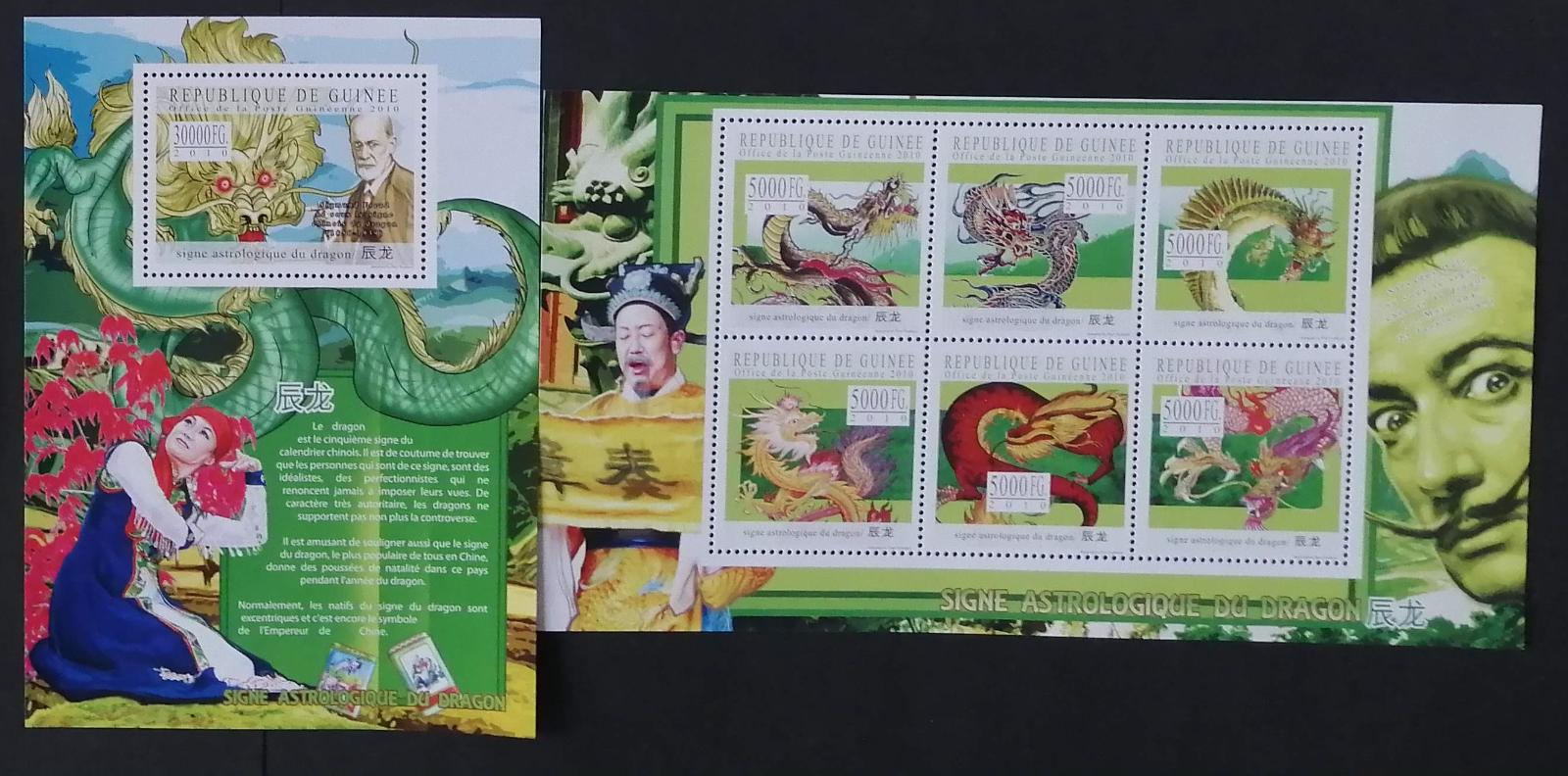 Guinea 2010 Mi.7805-0+Bl.1867 22€ Osobnosti roku Draka, Freud, Dalí