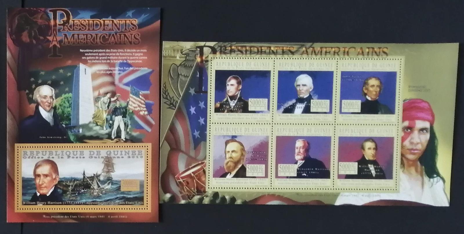 Guinea 2010 Mi.7913-8+Bl.1883 22€ Prezidenti USA, W. Henry Harrison