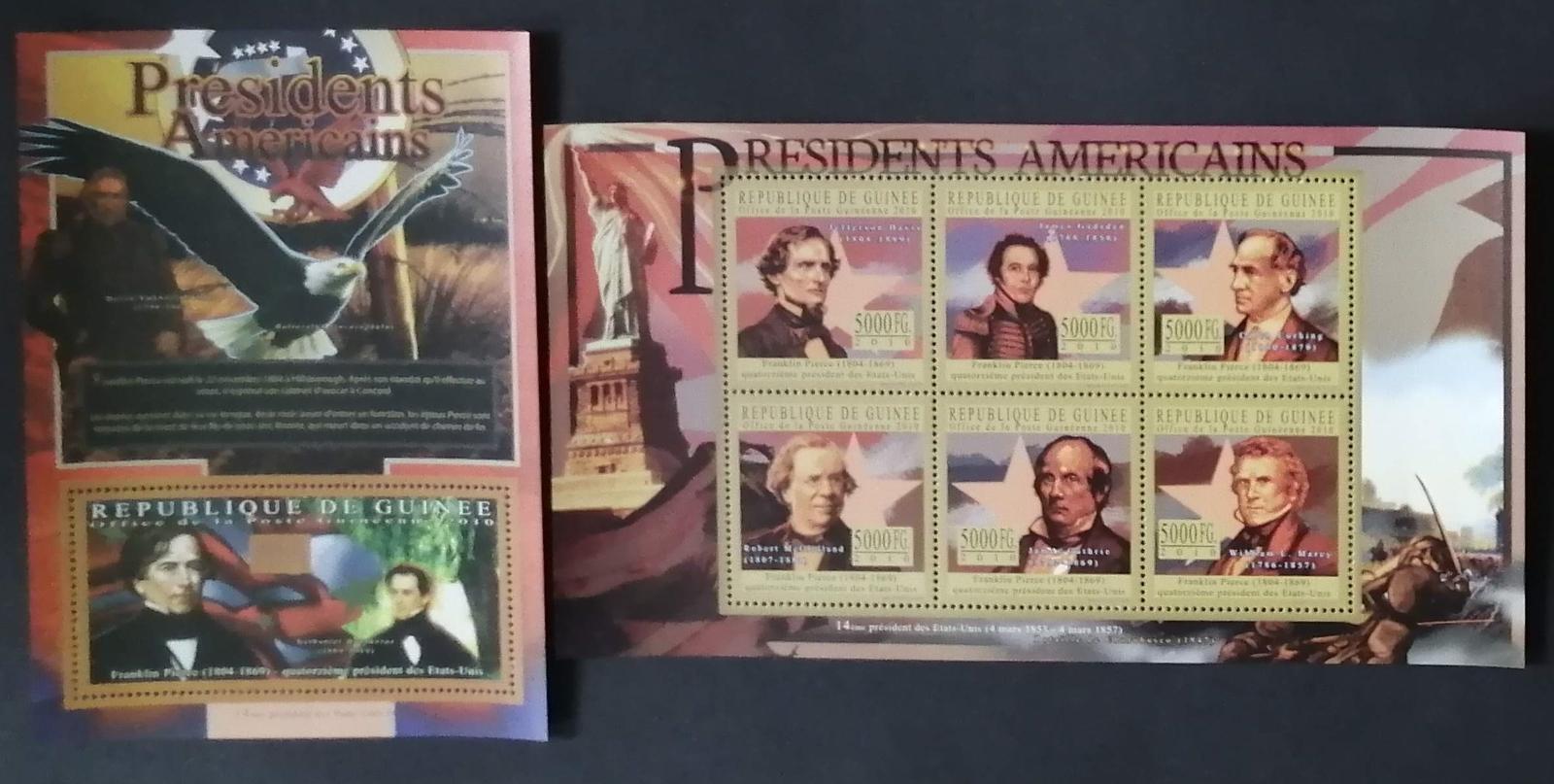 Guinea 2010 Mi.7994-9+Bl.1896 22€ Prezidenti USA, Franklin Pierce