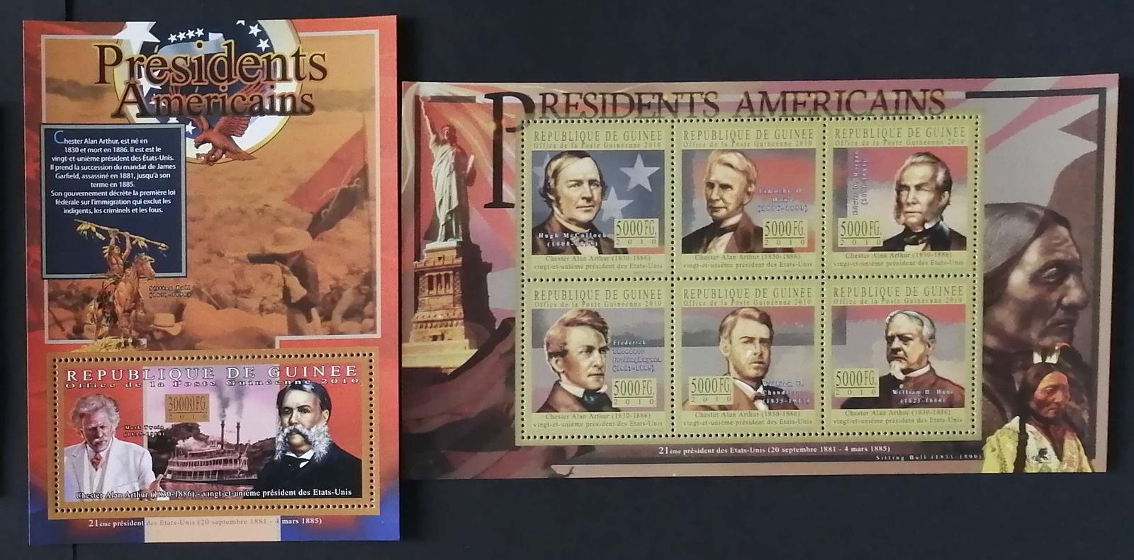 Guinea 2010 Mi.8036-1+Bl.1903 22€ Prezidenti USA, Chester Arthur