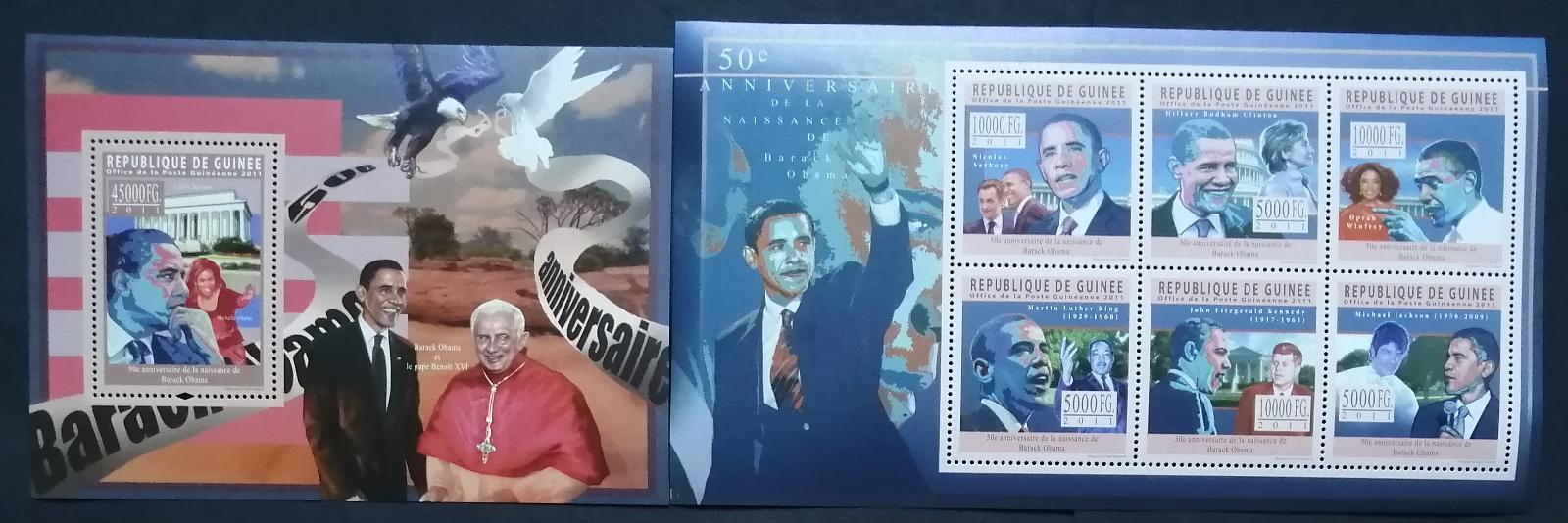 Guinea 2011 34€ 50 let Baracka Obamy, býv. prezident USA, papež