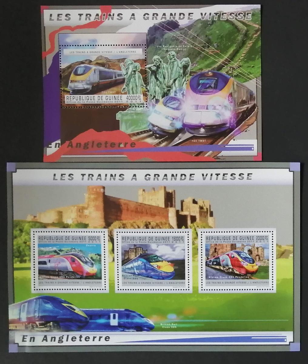 Guinea 2011 Mi.9022-4+Bl.2045 32€ Vlaky a lokomotivy Británie
