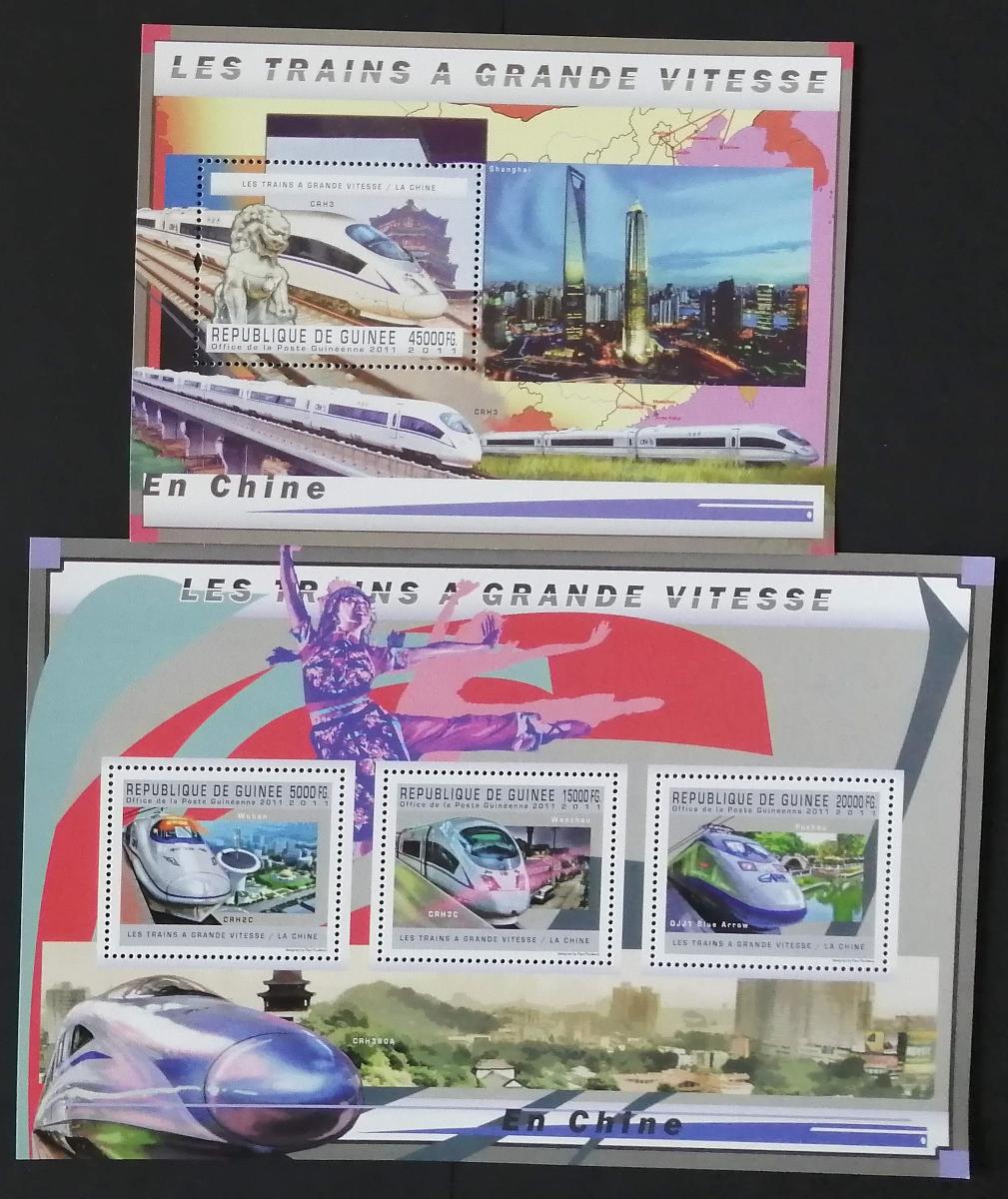 Guinea 2011 Mi.9031-3+Bl.2048 32€ Vlaky a lokomotivy Číny