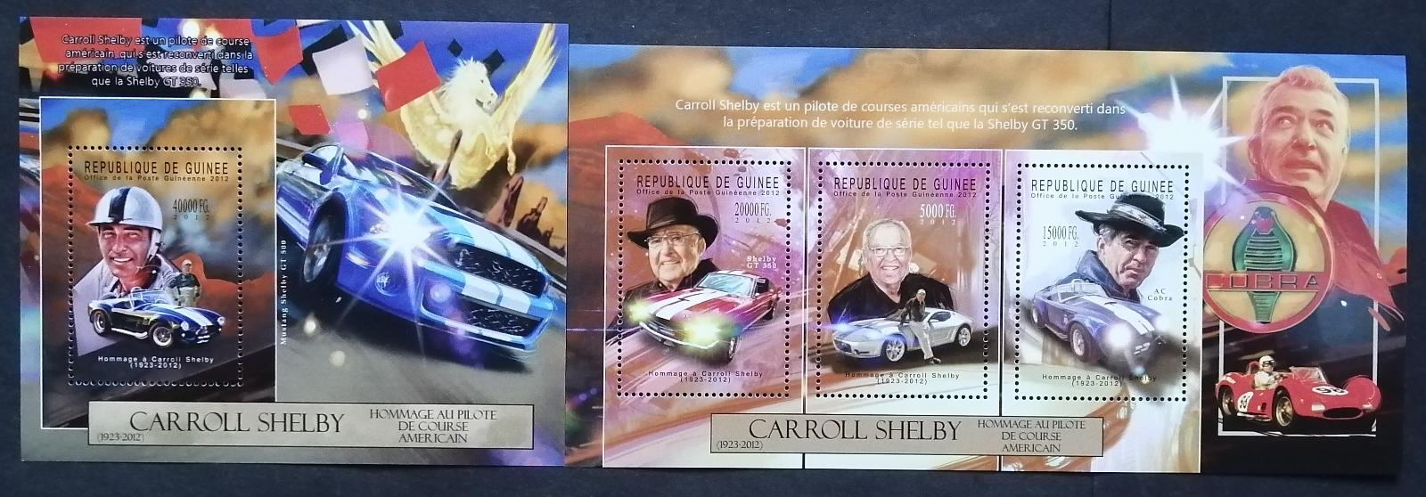 Guinea 2012 32€ Smrt Caroll Shelbyho, Konstruktér závodních aut, Auta