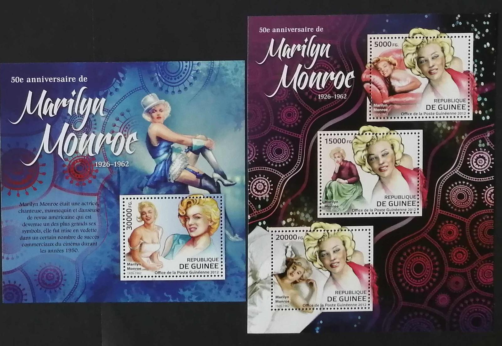 Guinea 2012 Mi.9240-2+Bl.2099 28€ 50 let smrti Marilyn Monroe, herečka