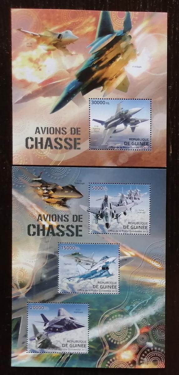 Guinea 2012 Mi.9292-4+Bl.2112 28€ Stíhací letadla F-16 Fighting Falcon