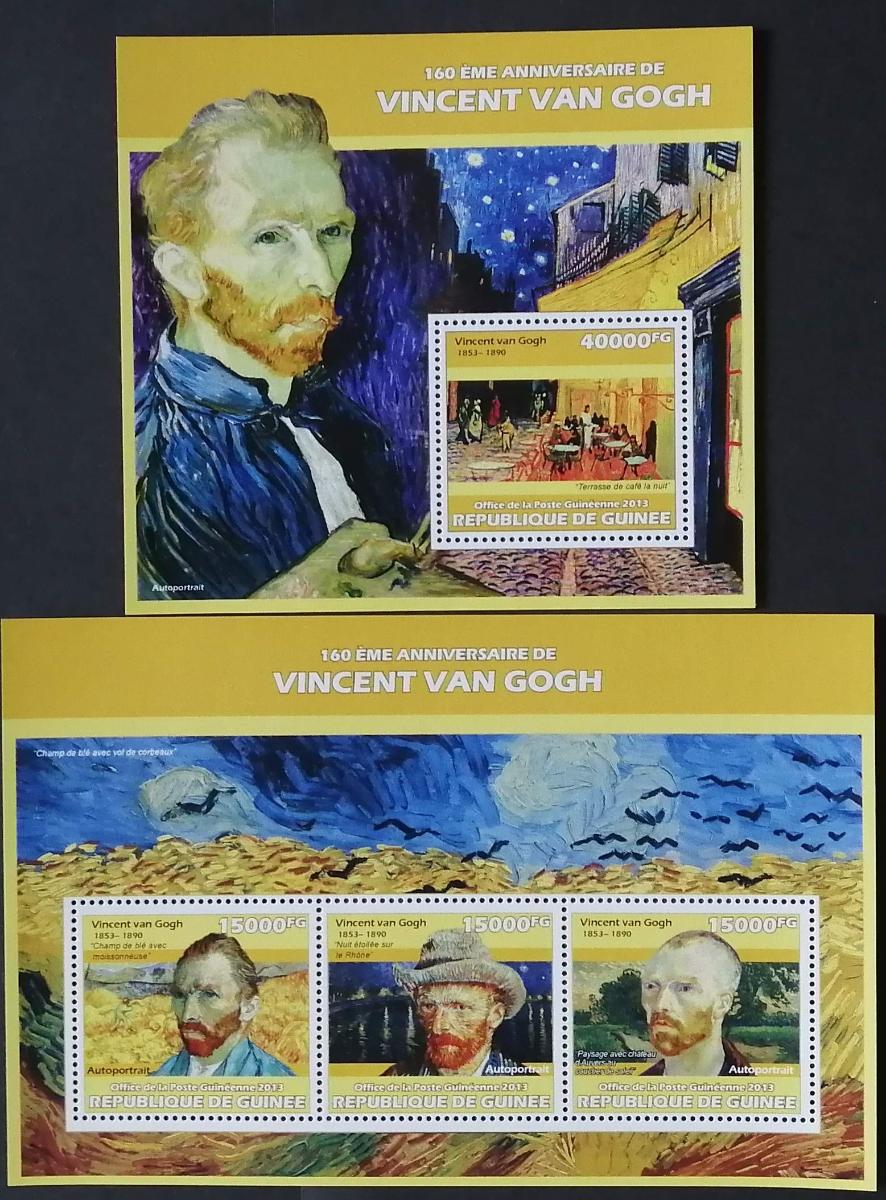 Guinea 2013 Mi.10133-6+Bl.2310 34€ 160 let van Gogha, umění