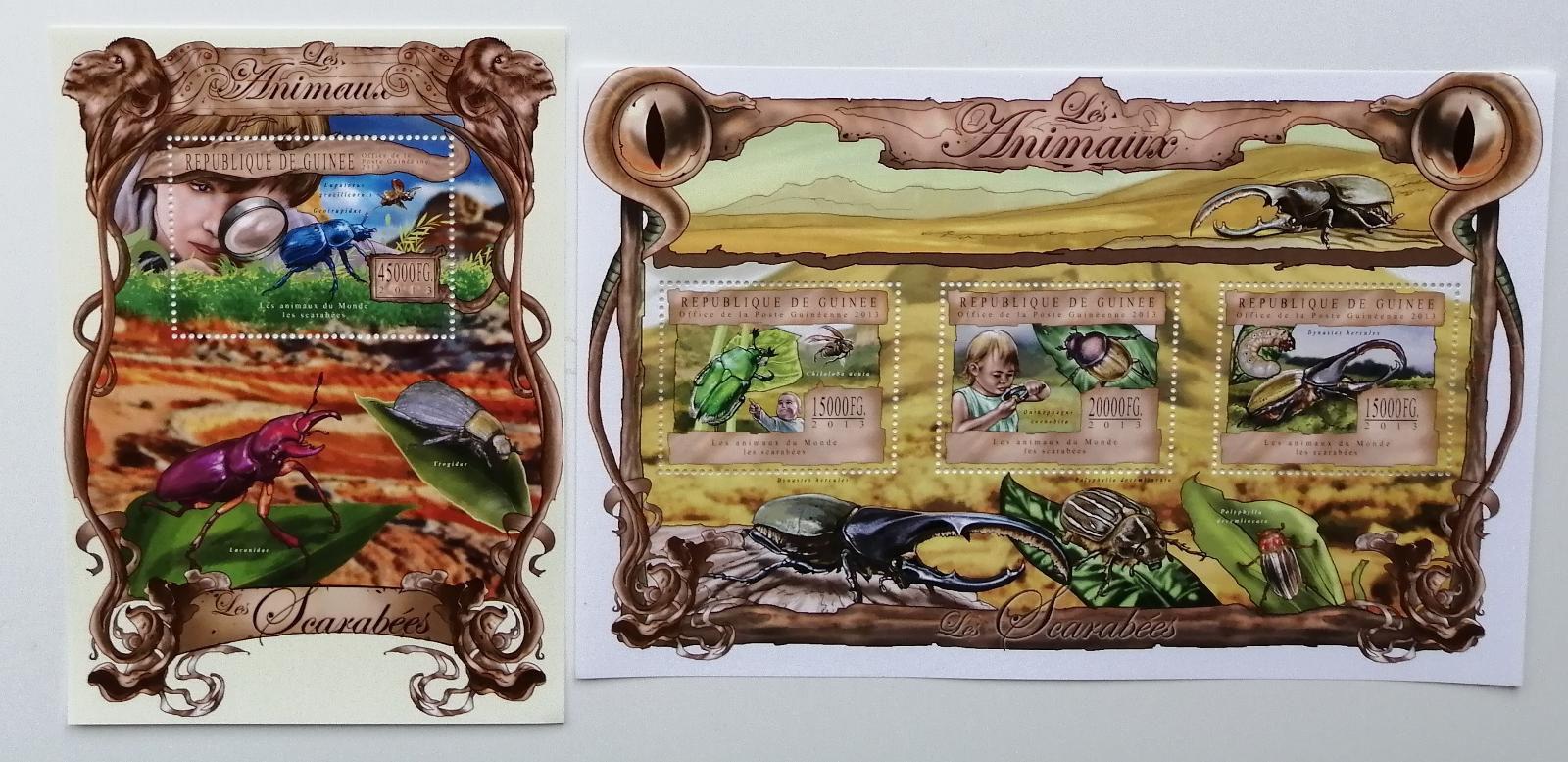 Guinea 2013 Mi.9785-7+Bl.2221 38€ Fauna Afriky, brouci, hmyz