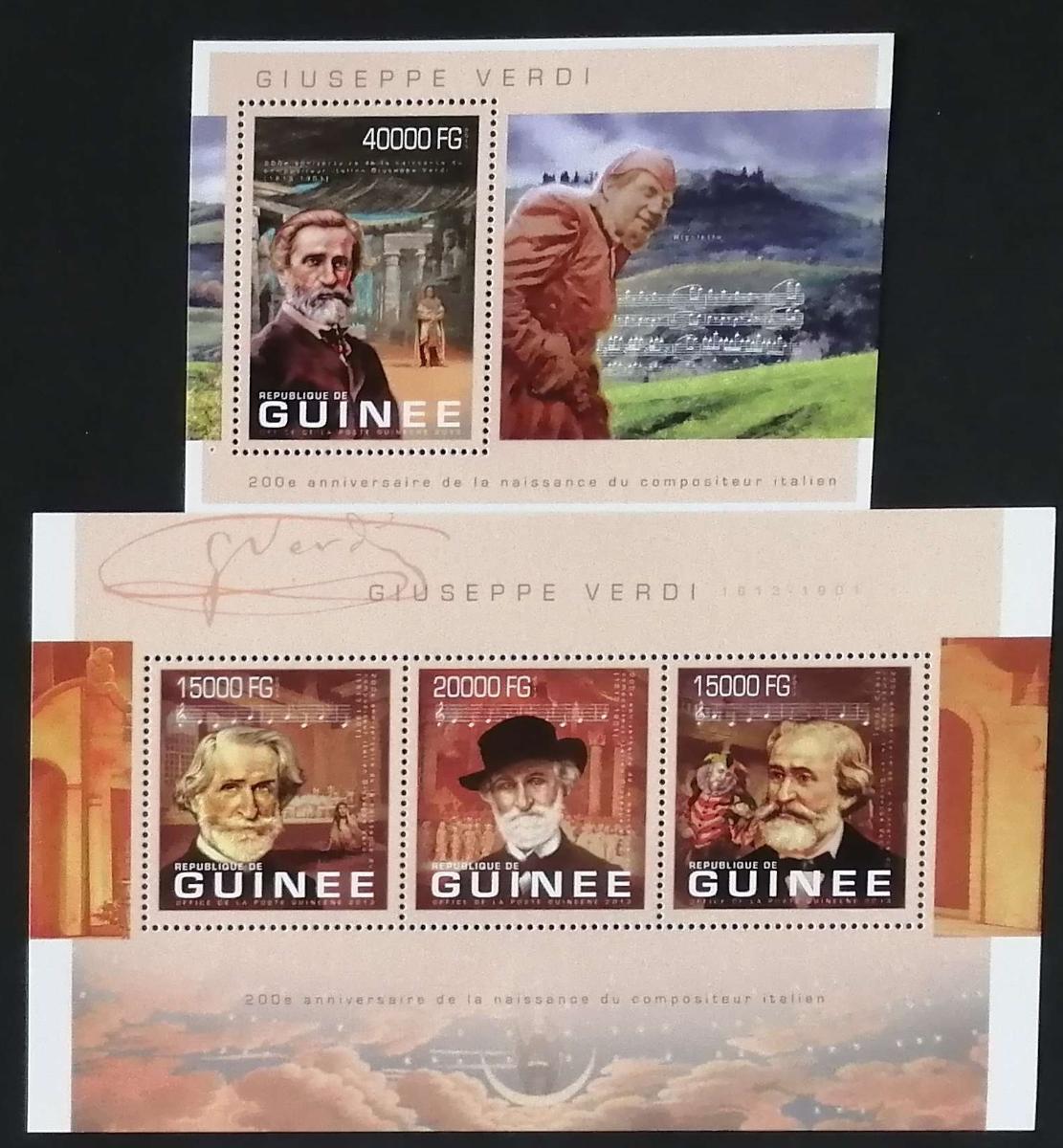 Guinea 2013 Mi.9870-2+Bl.2242 38€ 200 let Guiseppe Verdiho, skladatel