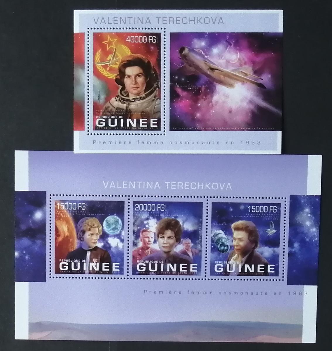 Guinea 2013 Mi.9902-4+Bl.2250 36€ 50 let letu Těreškovové, vesmír
