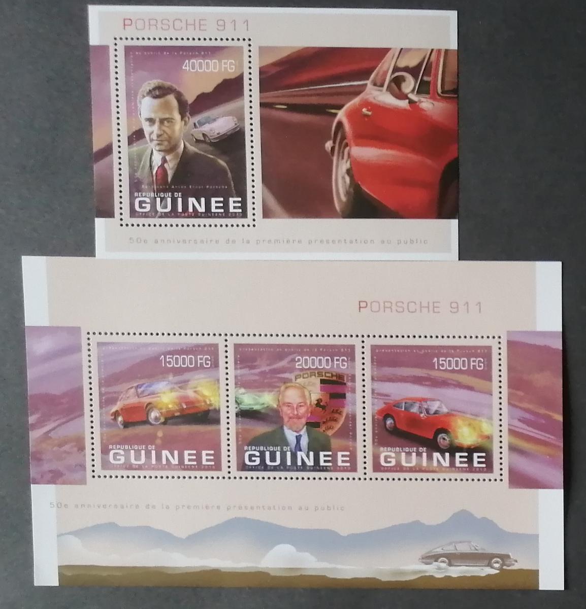 Guinea 2013 Mi.9910-2+Bl.2252 36€ 50 let vozu Porsche 911, auta