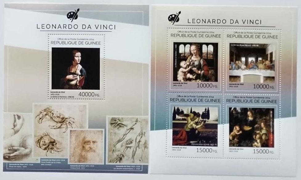 Guinea 2014 36€ Leonardo da Vinci a jeho umění, Obrazy a malby