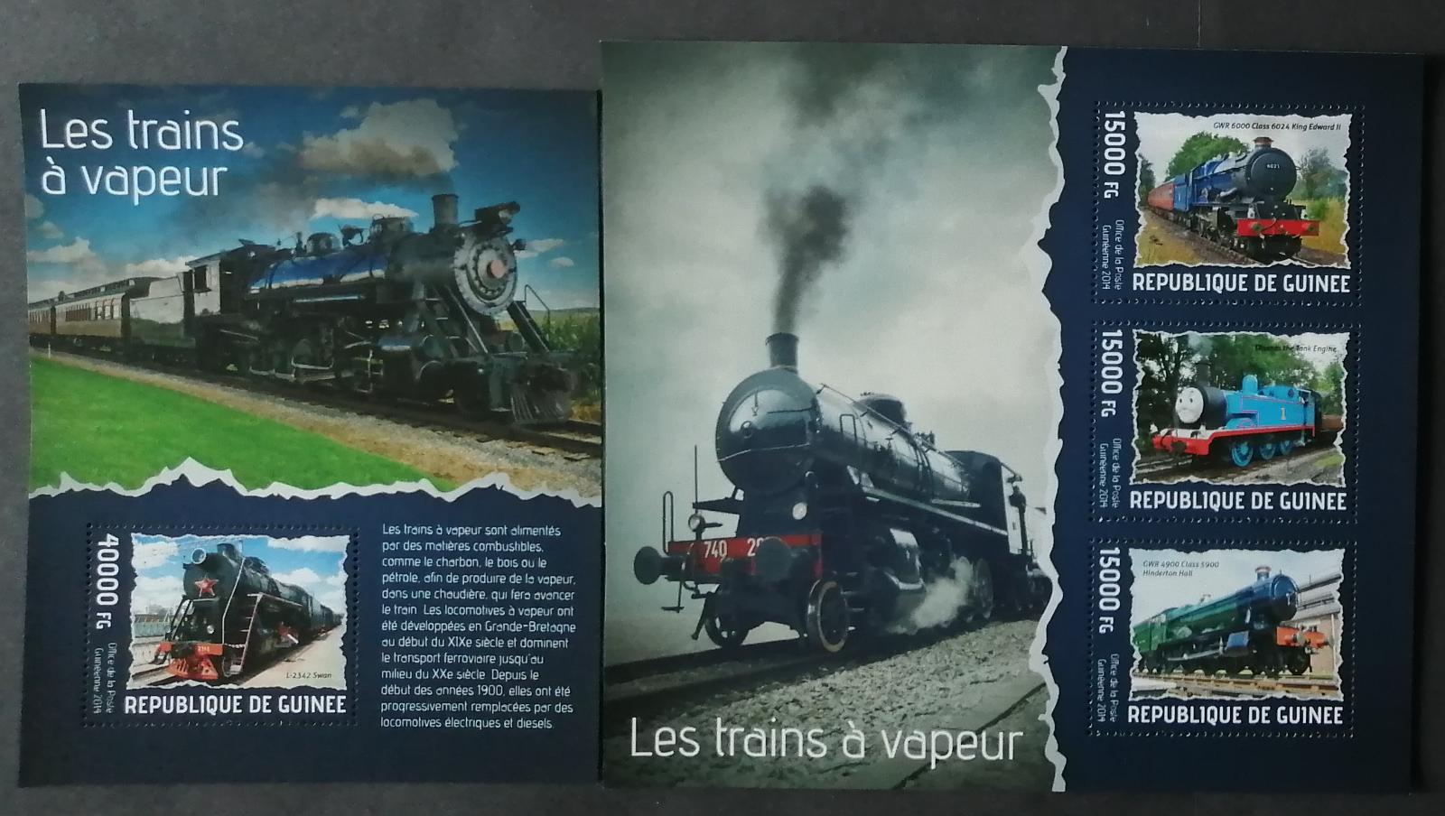 Guinea 2014 Mi.10279-1+Bl.2345 34€ Parní lokomotivy a vlaky