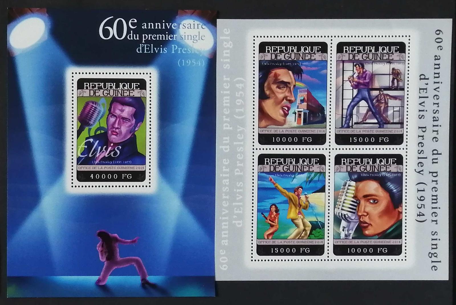 Guinea 2014 Mi.10462-5+Bl.2388 36€ 60 let první desky Elvise Presleyho