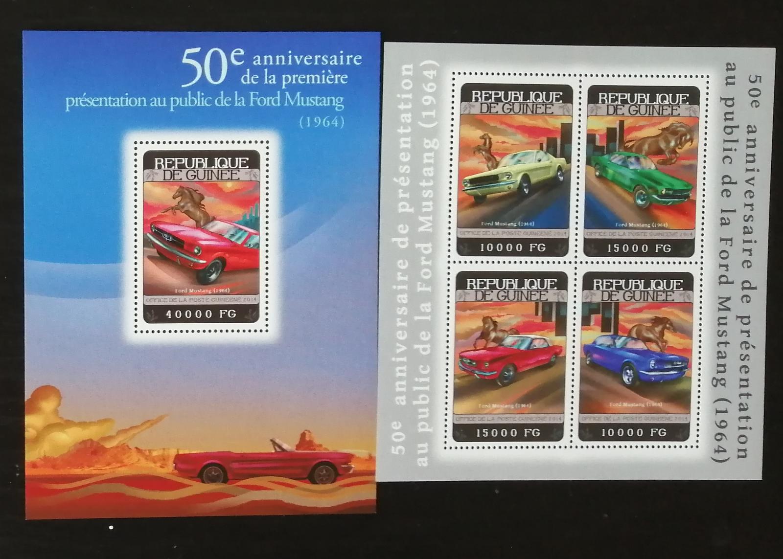 Guinea 2014 Mi.10467-0+Bl.2389 36€ 50 let vozů Mustang, auta