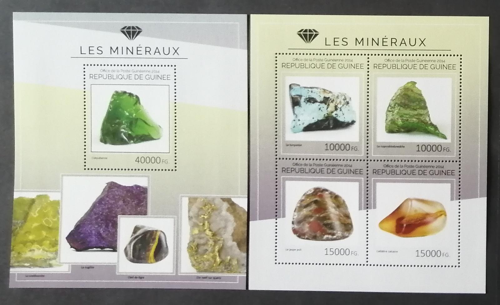 Guinea 2014 Mi.10657-0+Bl.2427 36€ Minerály, Tyrkys, Alabastr, Jaspis