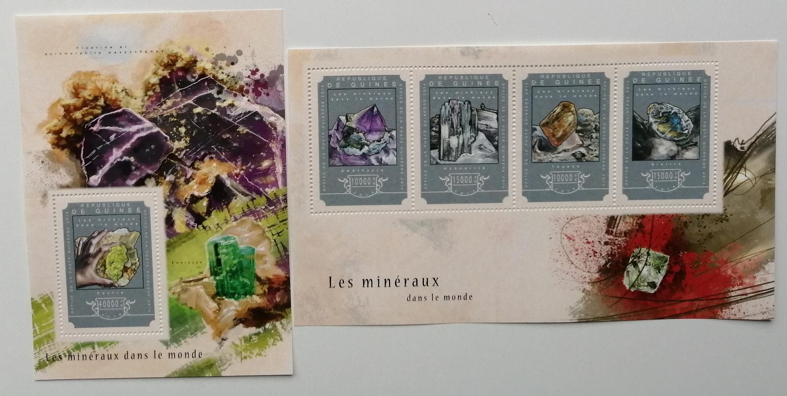 Guinea 2014 Mi.10782-5+Bl.2452 36€ Africké minerály, nerosty