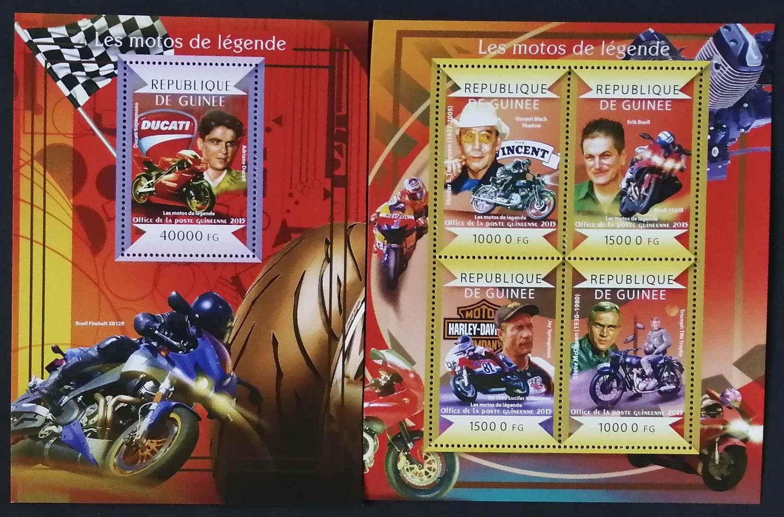 Guinea 2015 Mi.10997-0+Bl.2495 36€ Slavní závodnici motorek, motocykly