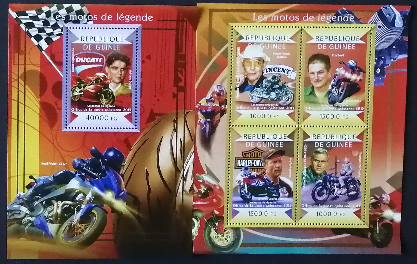 Guinea 2015 Mi.10997-0+Bl.2495 36€ Závodníci a motorky, motocykly