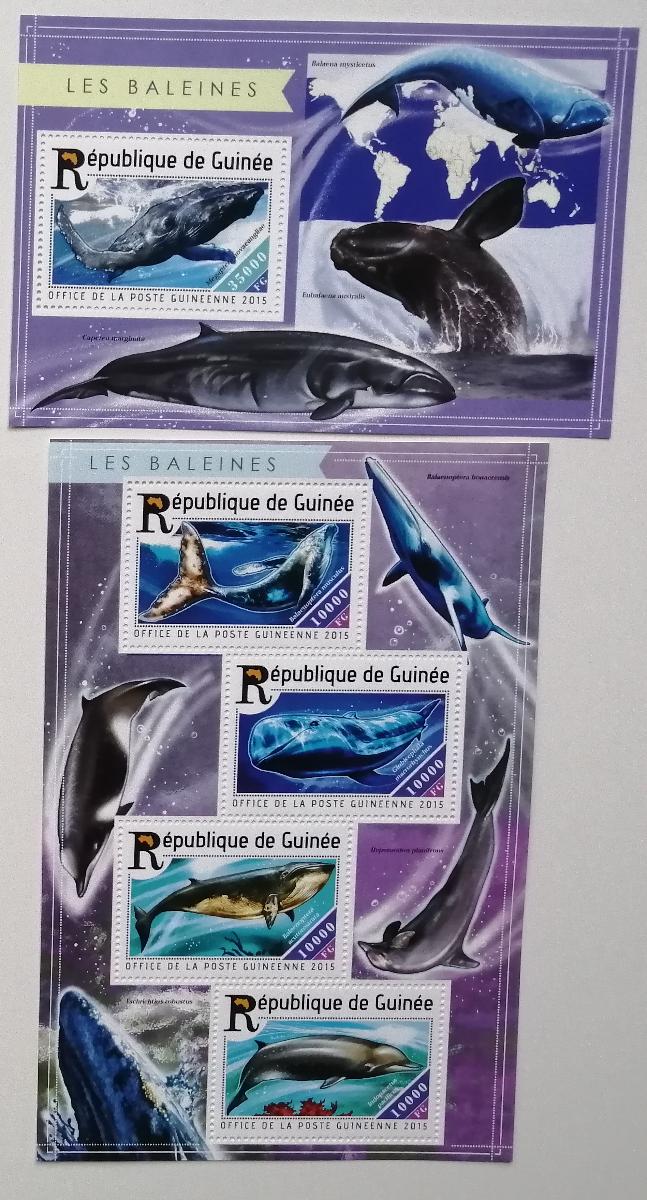 Guinea 2015 Mi.11053-6+Bl.2507 30€ Velryby, mořská fauna