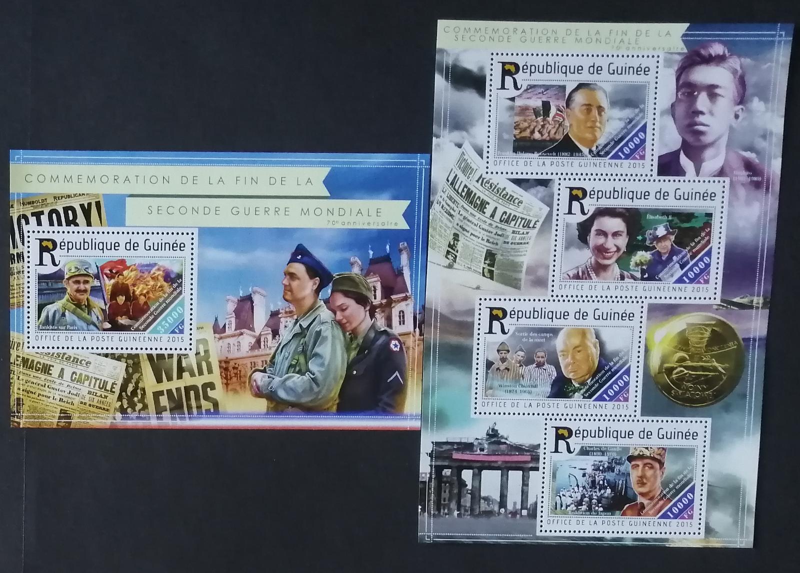 Guinea 2015 Mi.11123-6+Bl.2521 30€ 70 let konce II.WW, válka, královna