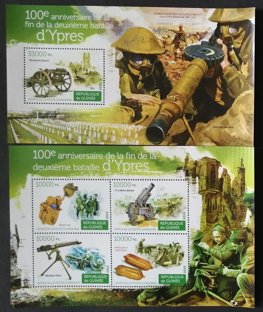 Guinea 2015 Mi.11213-6+Bl.2539 30€ Století bitvy u Ypres, válka