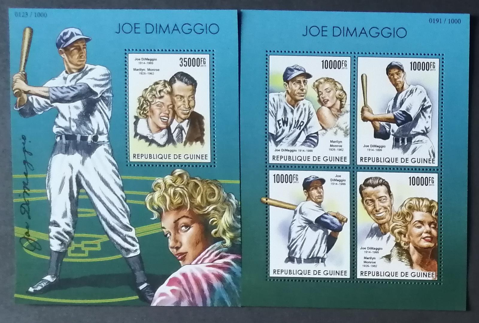 Guinea 2015 Mi.11353-6+Bl.2567 30€ Joe DiMaggio a Marilyn Monroe