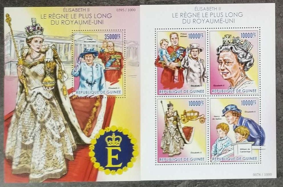 Guinea 2015 Mi.11363-6+Bl.2569 30€ Alžběta II. nejdéle vládnoucí