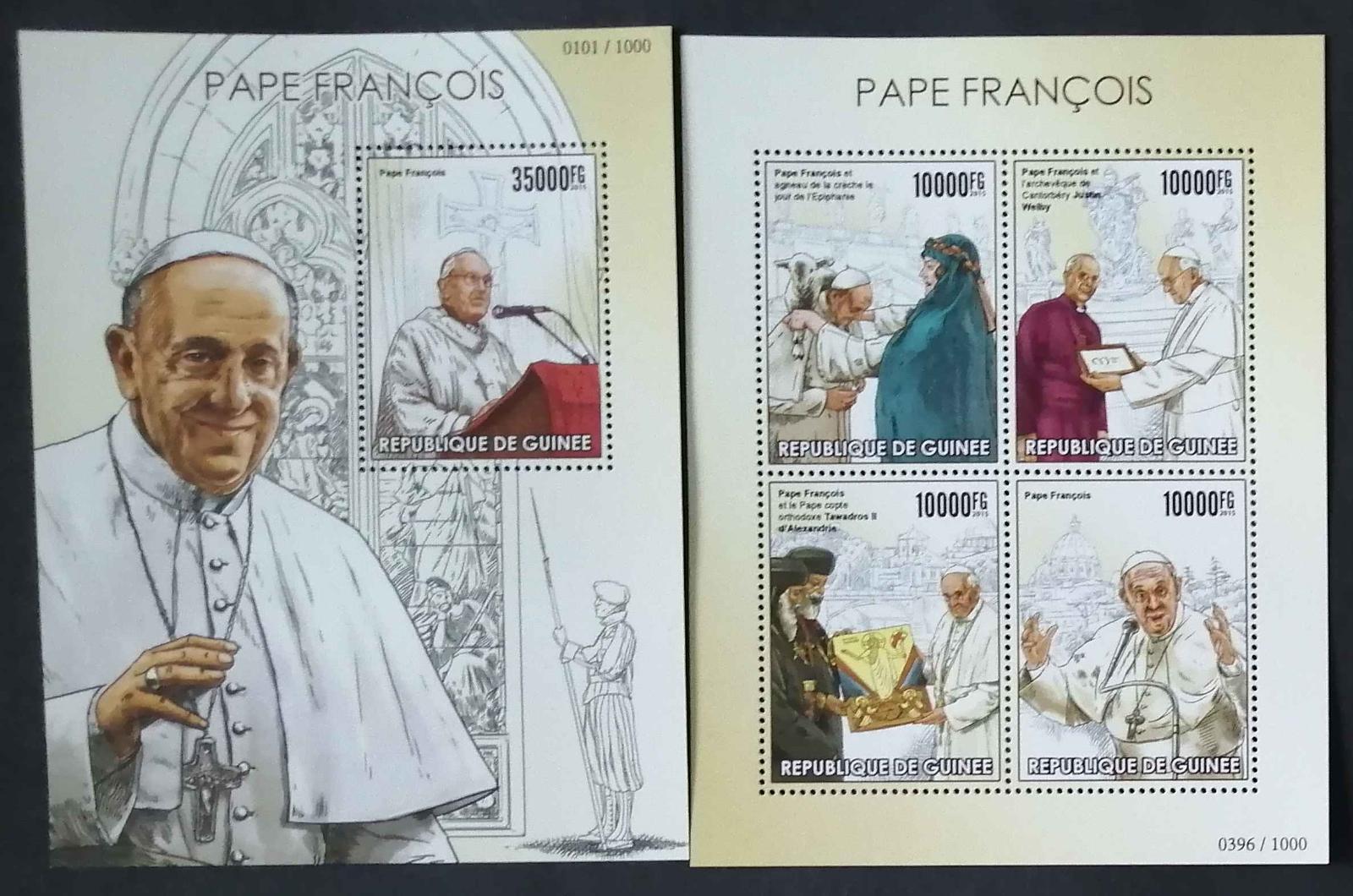 Guinea 2015 Mi.11383-6+Bl.2573 30€ Papež František a osobnosti