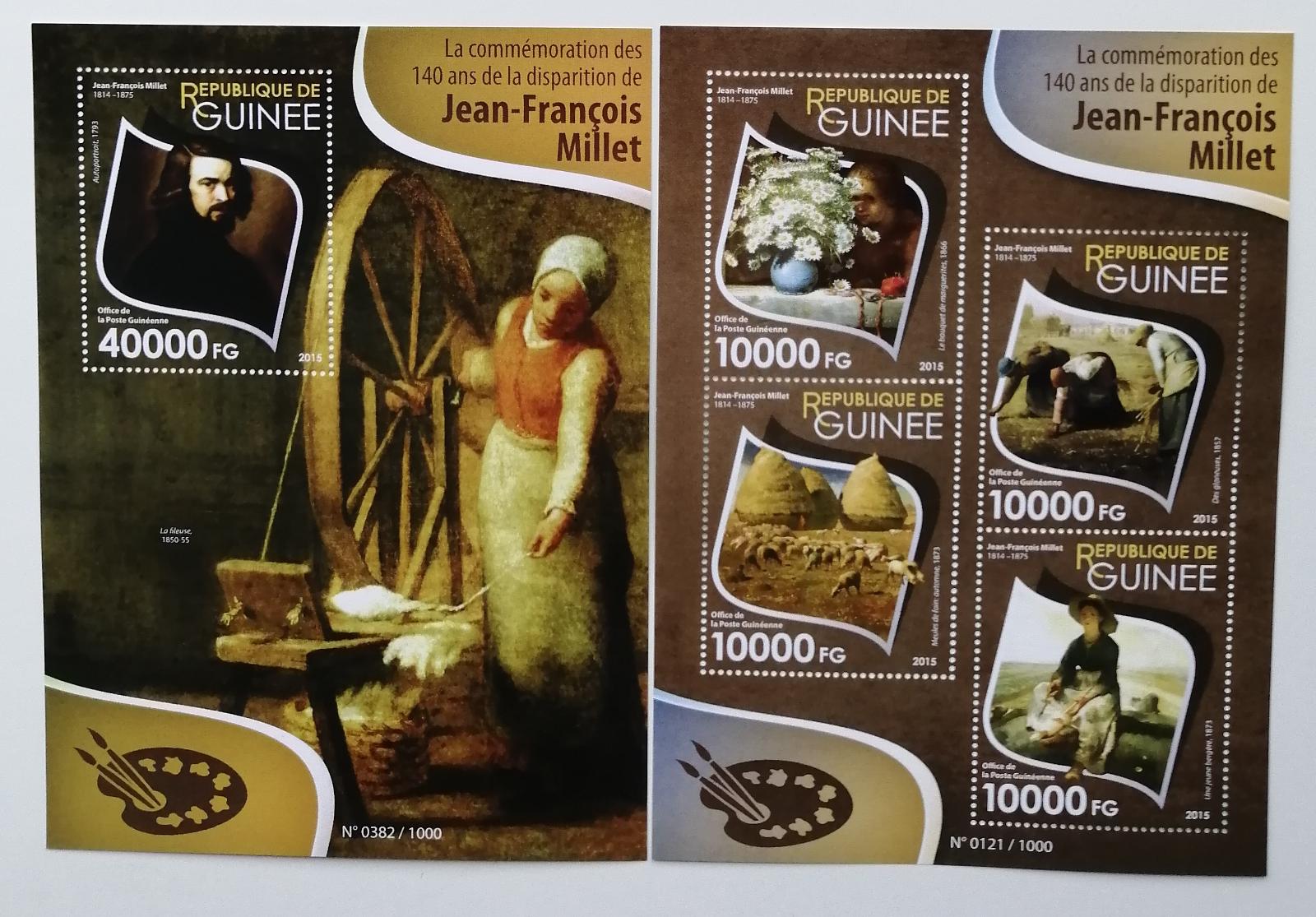 Guinea 2015 Mi.11498-1+Bl.2596 32€ 140 let smrti malíře Milleta, obraz