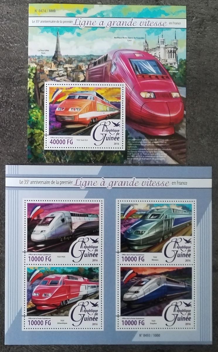 Guinea 2016 32€ Moderní vlaky a lokomotivy světa