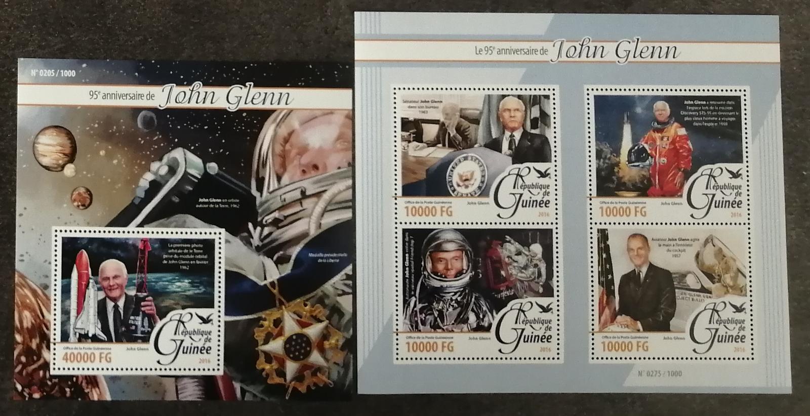 Guinea 2016 Mi.11563-6+Bl.2609 32€ 95 let astronauta Glenna, vesmír