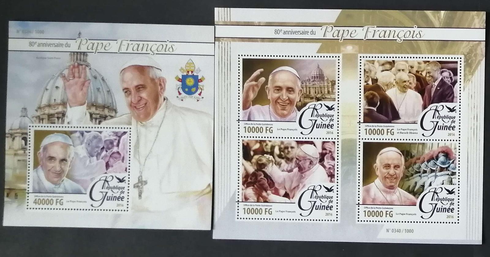 Guinea 2016 Mi.11573-6+Bl.2611 32€ 80 let papeže Františka I.
