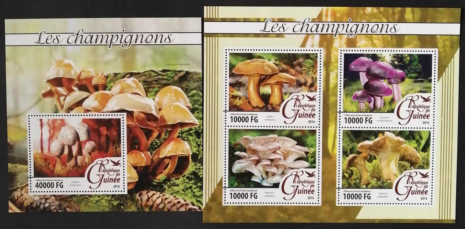 Guinea 2016 Mi.11661-4+Bl.2628 32€ Houby a flora, Lišák zprohýbaný