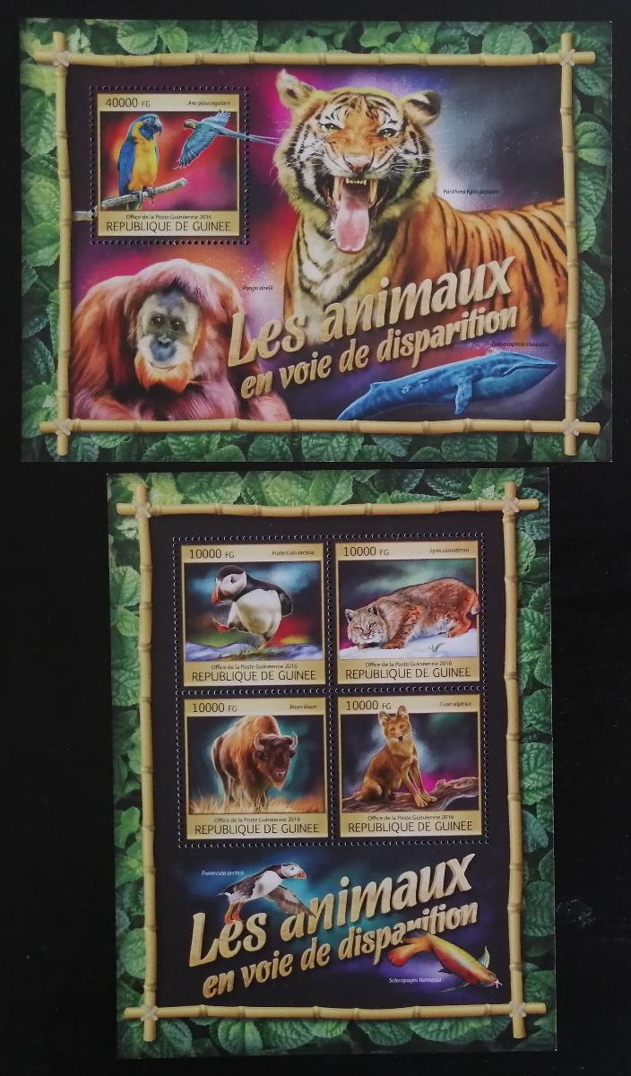 Guinea 2016 Mi.11841-4+Bl.2664 32€ - Africká ohrožená fauna, tygři