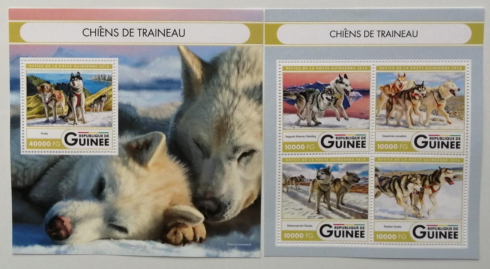 Guinea 2016 Mi.11946-9+Bl.2685 44€ Tažní psi, polární sáně