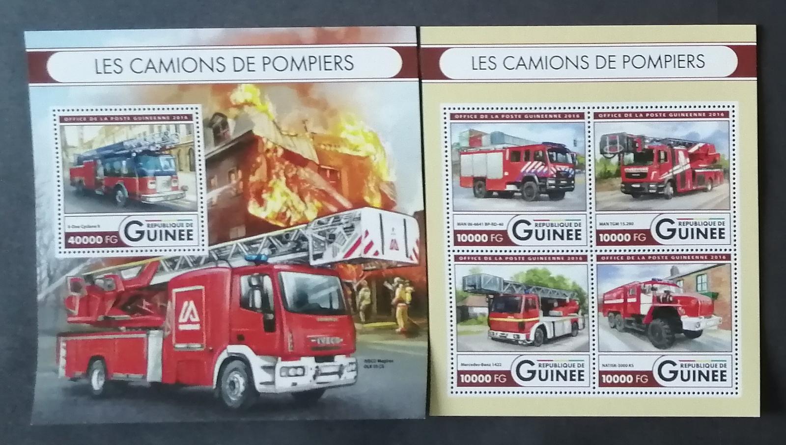 Guinea 2016 Mi.11961-4+Bl.2688 32€ Hasiči a jejich auta a kamiony
