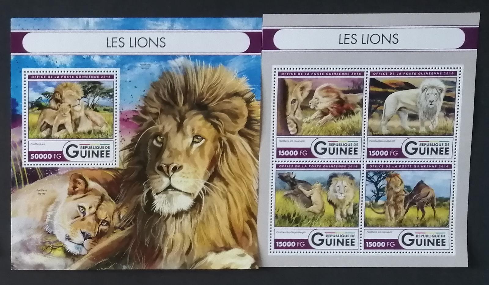 Guinea 2016 Mi.12066-9+Bl.2709 44€ Lvi a africká fauna, kočky