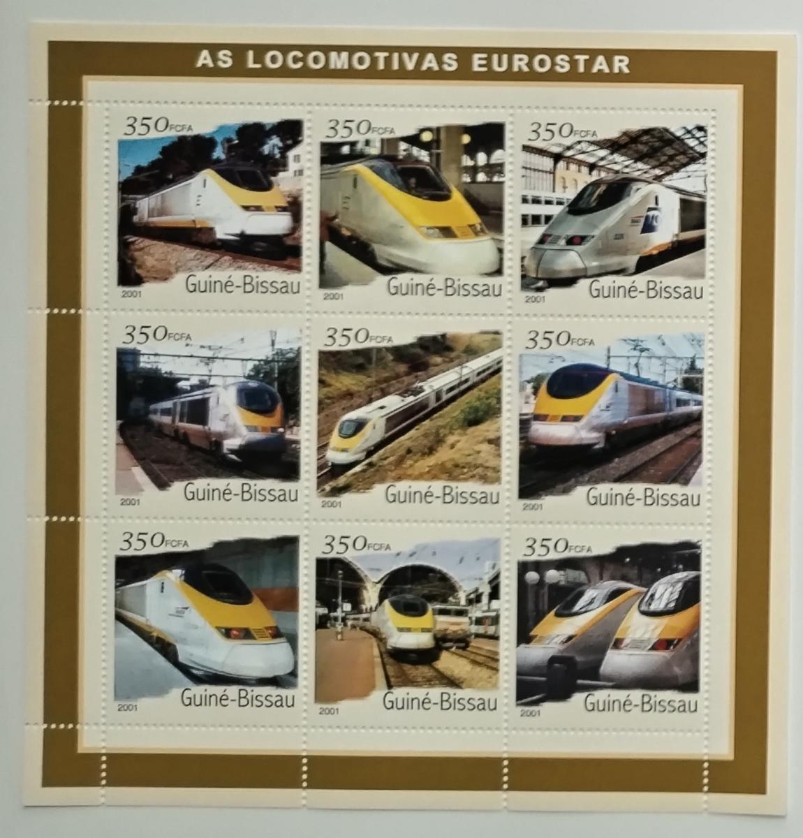 Guinea Bissau 2001 13€ Moderní vlaky a lokomotivy EUROSTAR