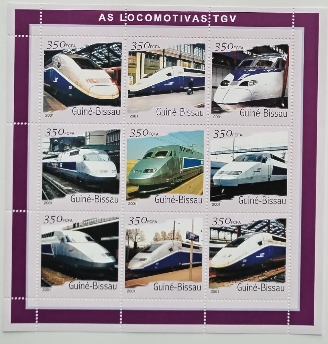 Guinea Bissau 2001 13€ Moderní vlaky a lokomotivy TGV